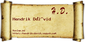 Hendrik Dávid névjegykártya